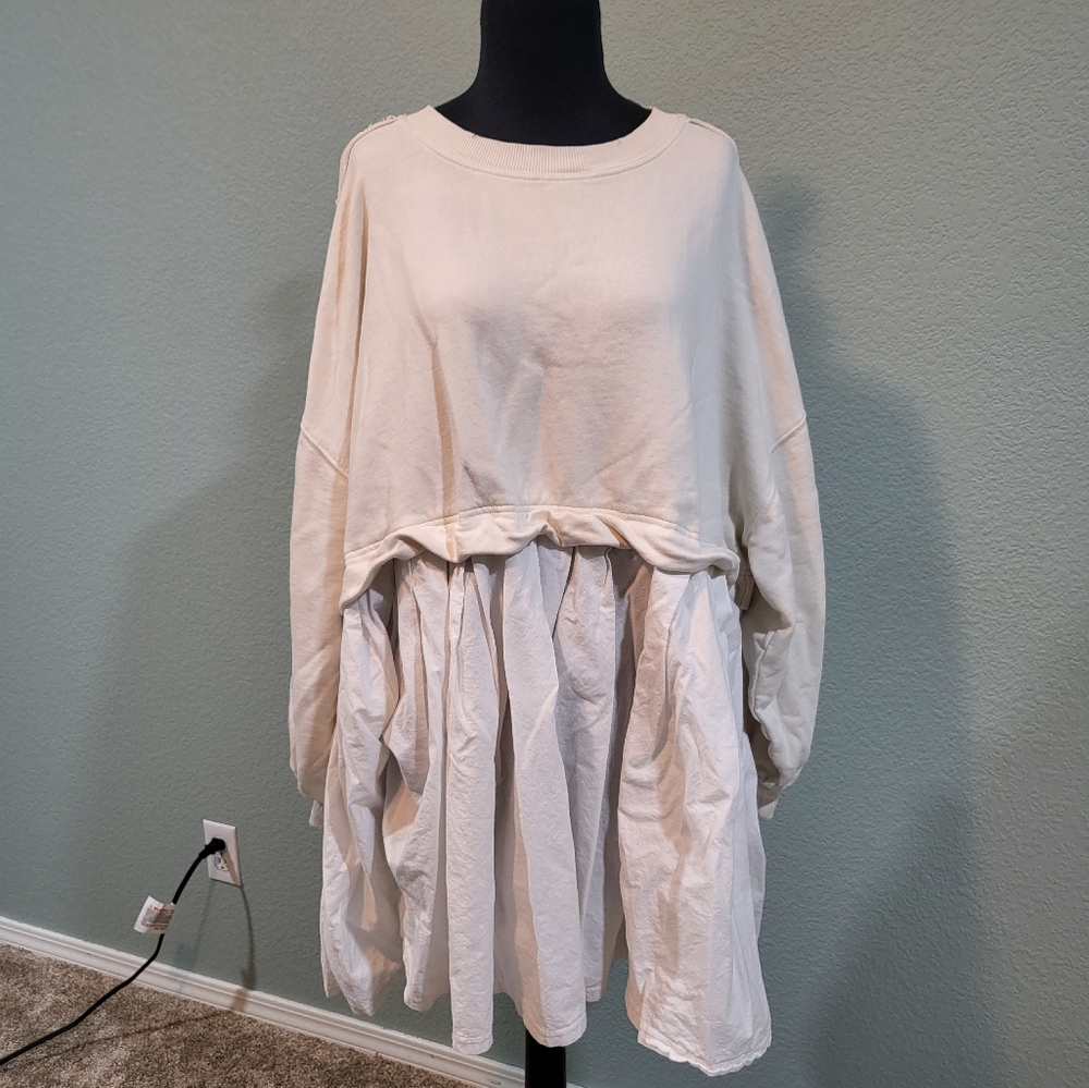 Free People Eleanor Sweatshirt Dress Oversized Cream